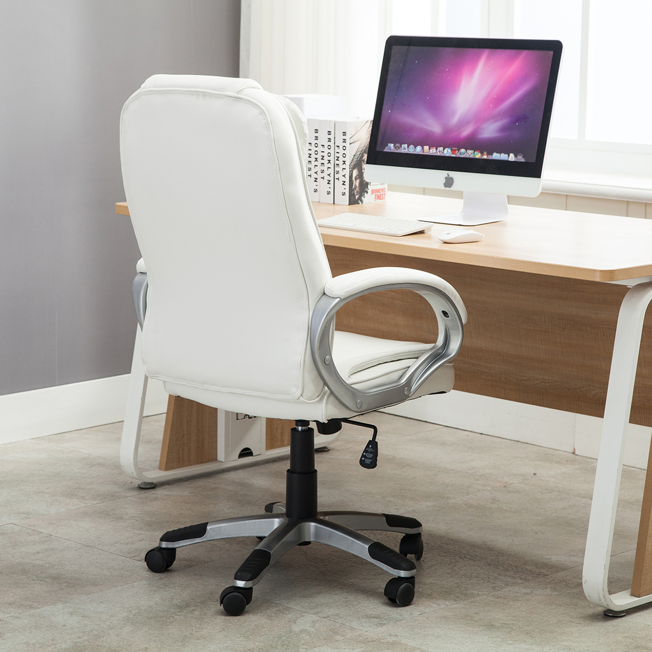 Belleze Office Executive Ergonomic Leather White Hydraulic Chair Belleze Office Executive Ergonomic Leather White Hydraulic Chair Study Room