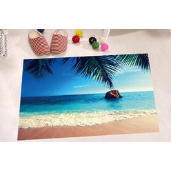 Bath Rug With Rubber Backing Lb Seas Print Bathroom Rugs Bath Mats Non Slip Rubber Backing Peaceful Tropical Beach Under Palm