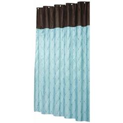 Chocolate Brown Blue Shower Curtain