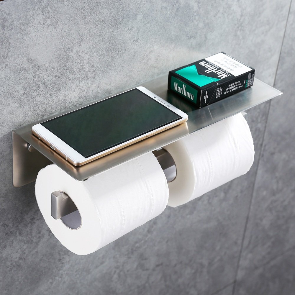 Double Toilet Paper Holder Apl Sus304 Stainless Steel Bathroom Double Toilet Paper Holder Apl Sus304 Stainless Steel Bathroom Tissue With Mobile Phone Storage S