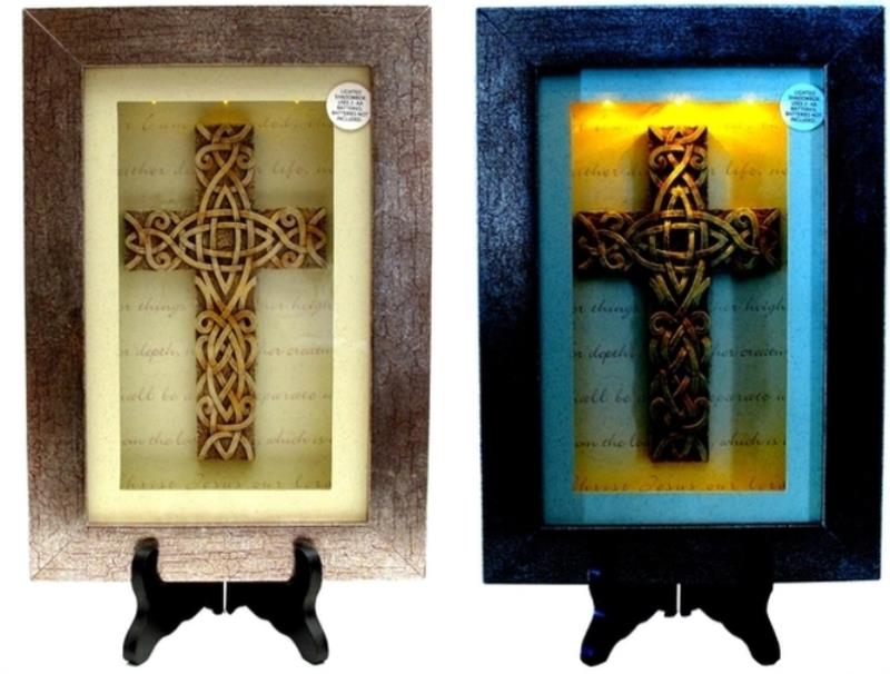 IWGAC Spiritual Harvest Celtic Cross Lighted Shadow Box 0193-0775