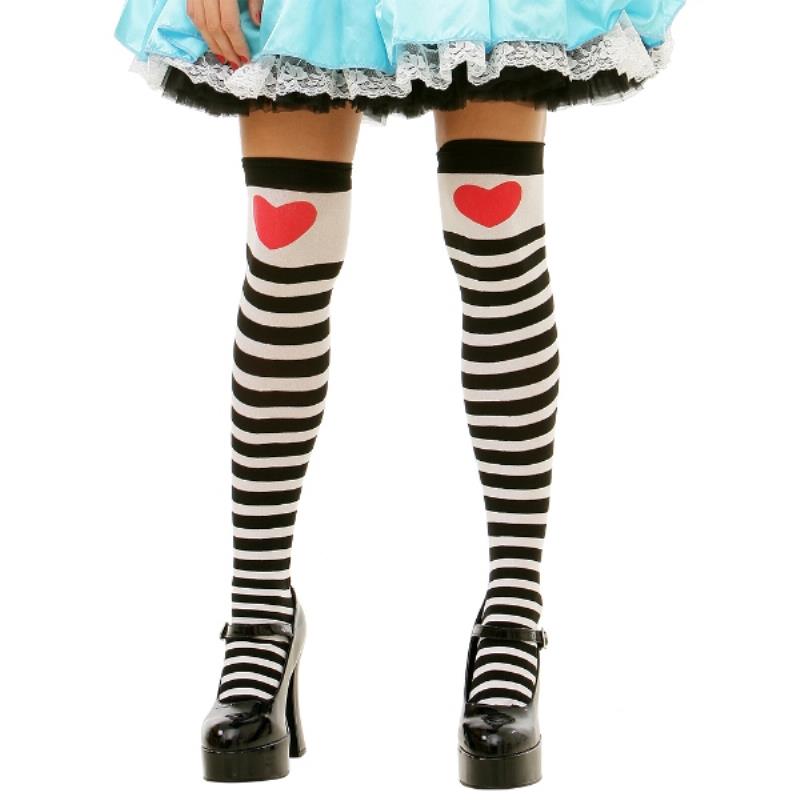 Generic Striped Heart Thigh High Costume Tights MCOS-317