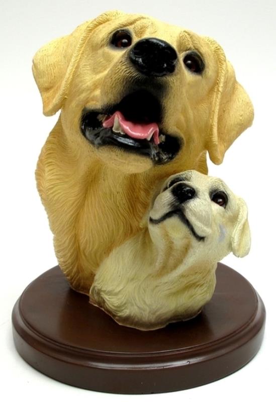 IWGAC Living Stone Yellow Lab with Pup Bust on Base 0193-73120