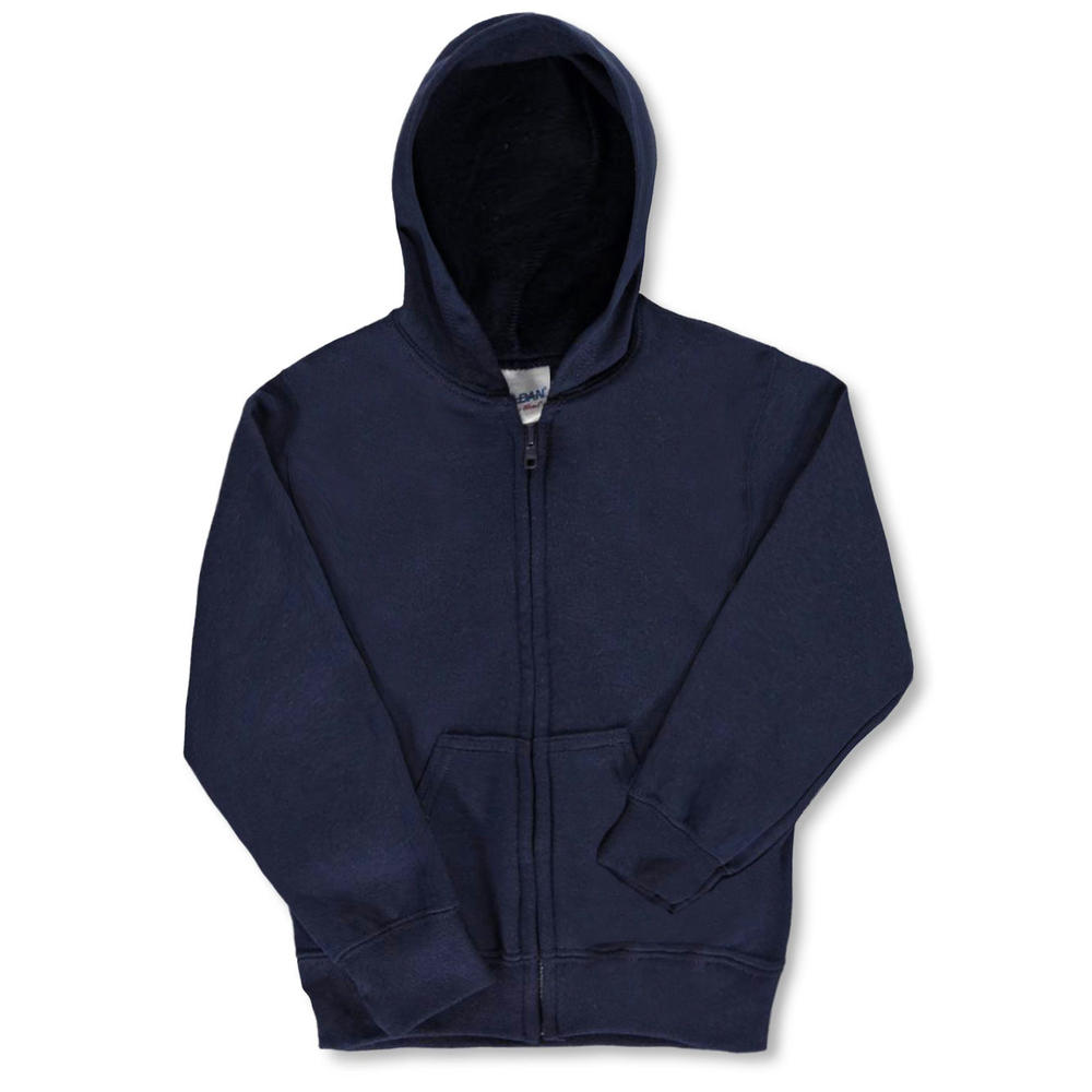 Gildan Girls Gildan Basic Fleece Zip-Up Unisex Hoodie (Youth Sizes S - XL) - navy, xl/18-20