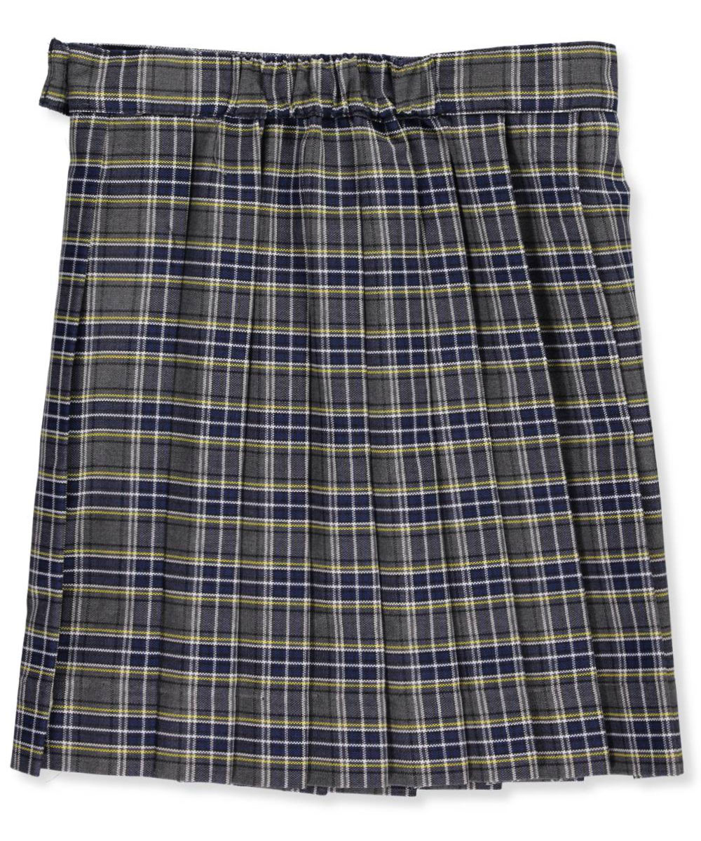 Cookie's Brand Little Girls' "Ruby" Pleated Skirt (Sizes 2 - 6X) - gray/blue/white/gold *plaid #42*, 4