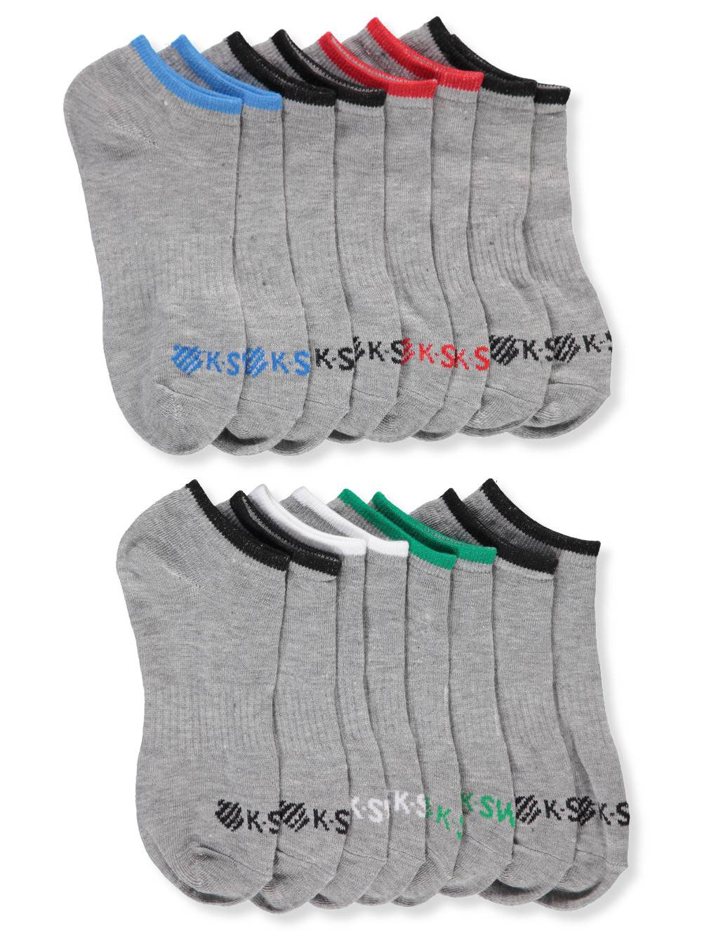 K-Swiss Boys' 8-Pack Low-Cut Socks (Sizes 6 - 11)
