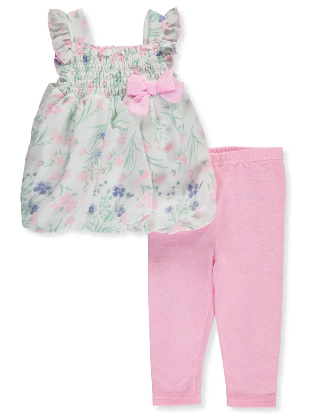 Bon Bebe Baby Girls Floral Dress 2 Piece Layette Set