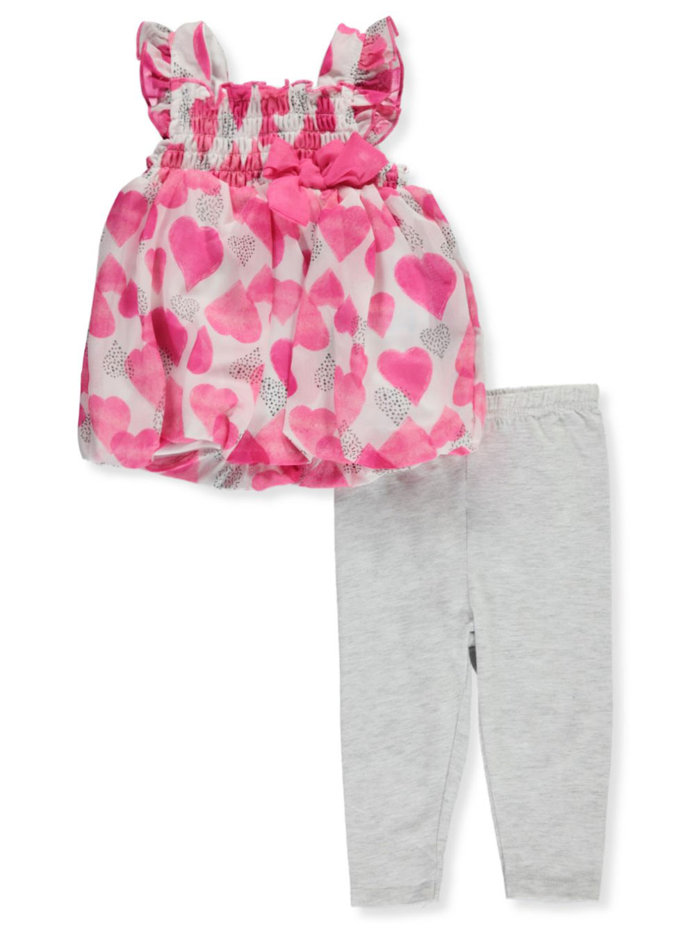 Bon Bebe Baby Girls Hearts Dress 2 Piece Layette Set
