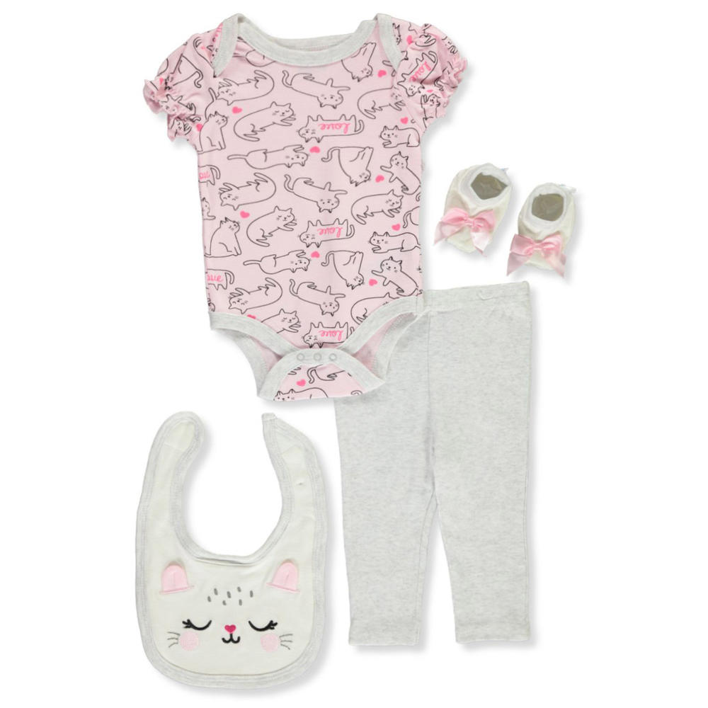 Bon Bebe Baby Girls Loving Cat 4 Piece Layette Set Bon Bebe Baby Girls Loving Cat 4 Piece Layette Set