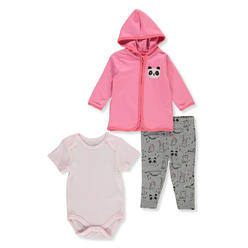 Bon Bebe Baby Girls Panda 3 Piece Layette Set Bon Bebe Baby Girls Panda 3 Piece Layette Set