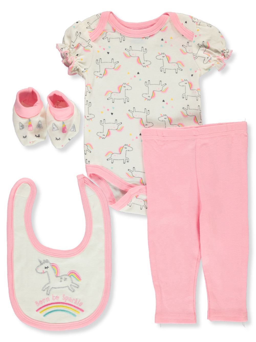 Bon Bebe Baby Girls Sparkle 4 Piece Layette Set Bon Bebe Baby Girls Sparkle 4 Piece Layette Set