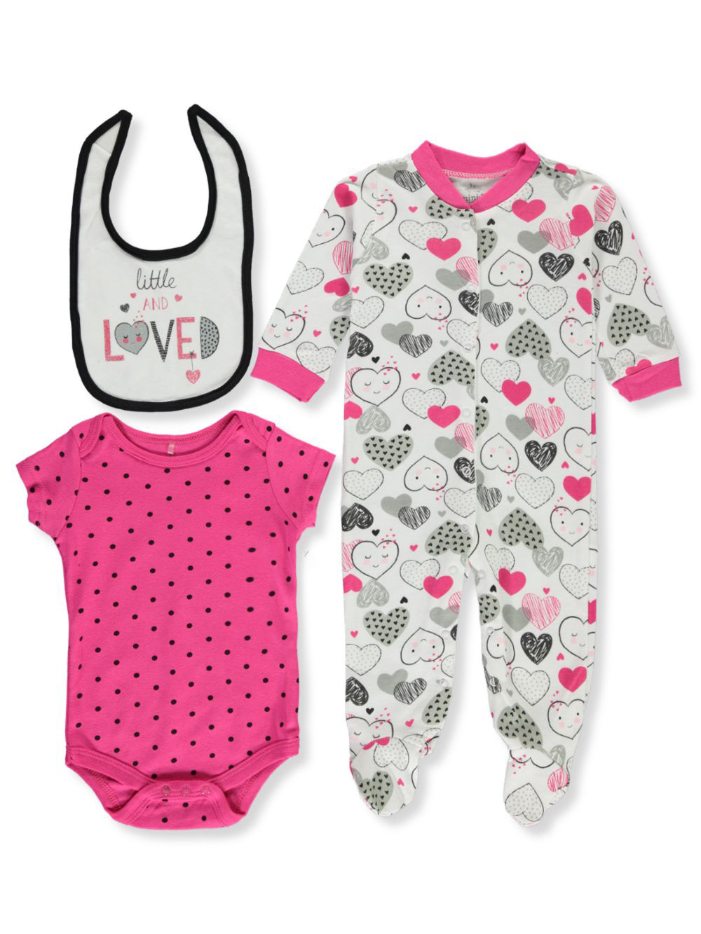 Bon Bebe Mini B Baby Girls Loved 3 Piece Layette Set Bon Bebe Mini B Baby Girls Loved 3 Piece Layette Set