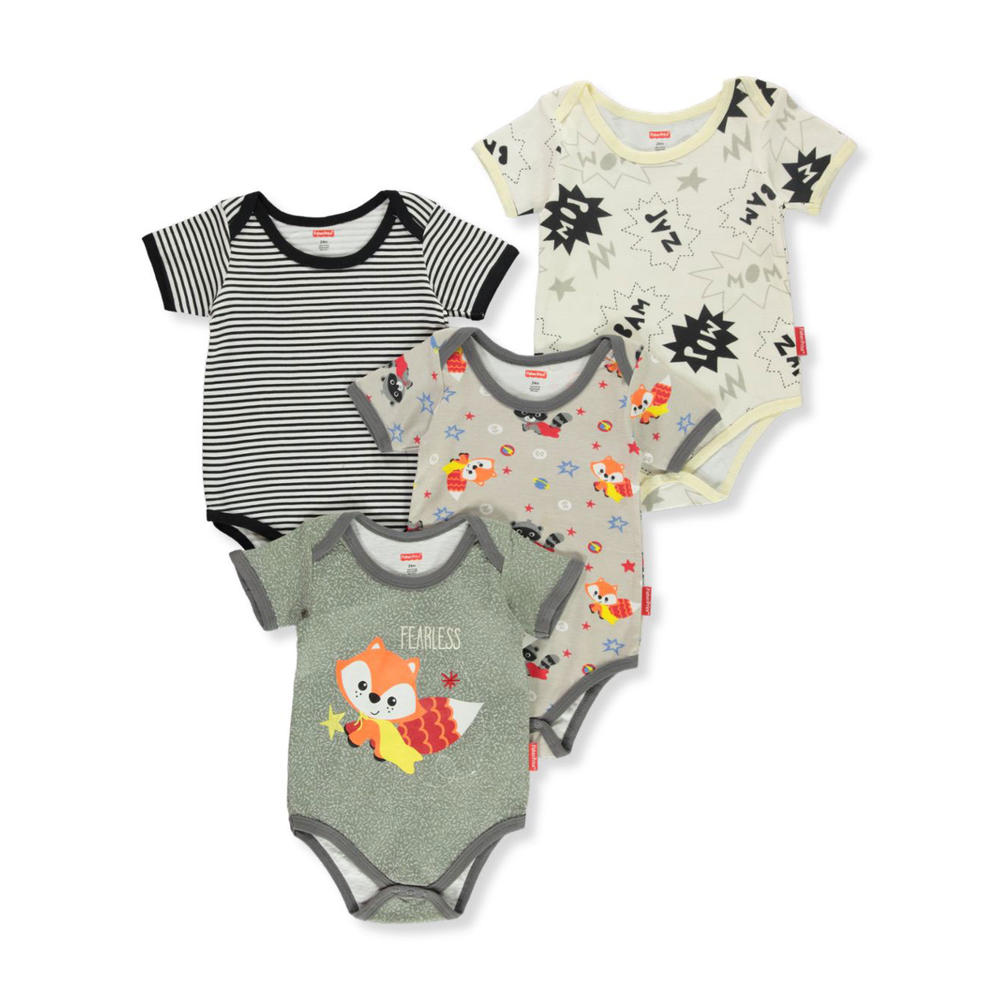 Fisher Price Fisher Price Baby Boys 4 Pack Bodysuits Fisher Price Fisher Price Baby Boys 4 Pack Bodysuits