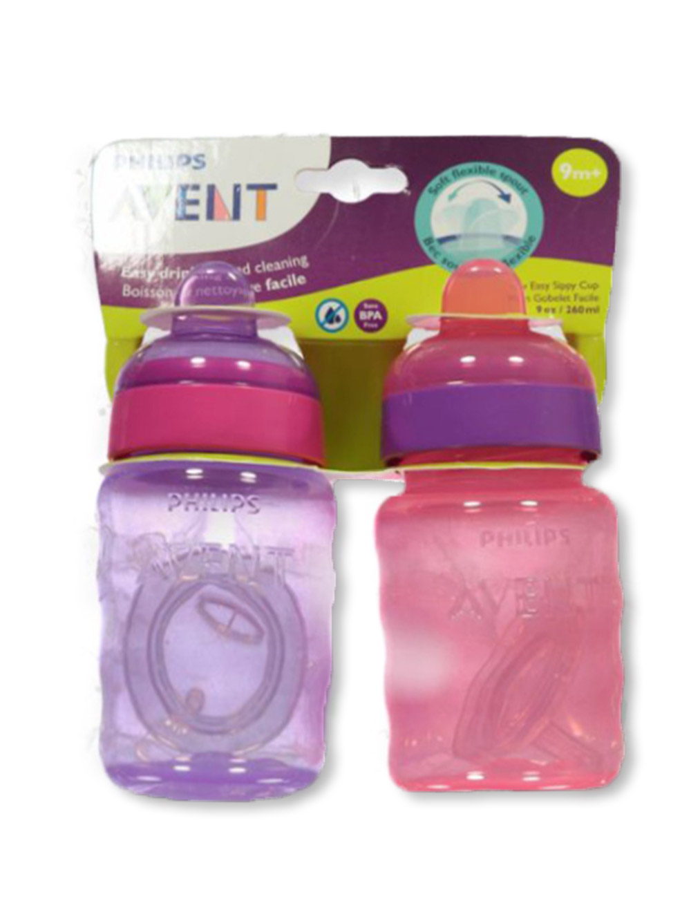 Philips Avent 2-Pack Natural Flow Sippy Cups - pink/purple, one size