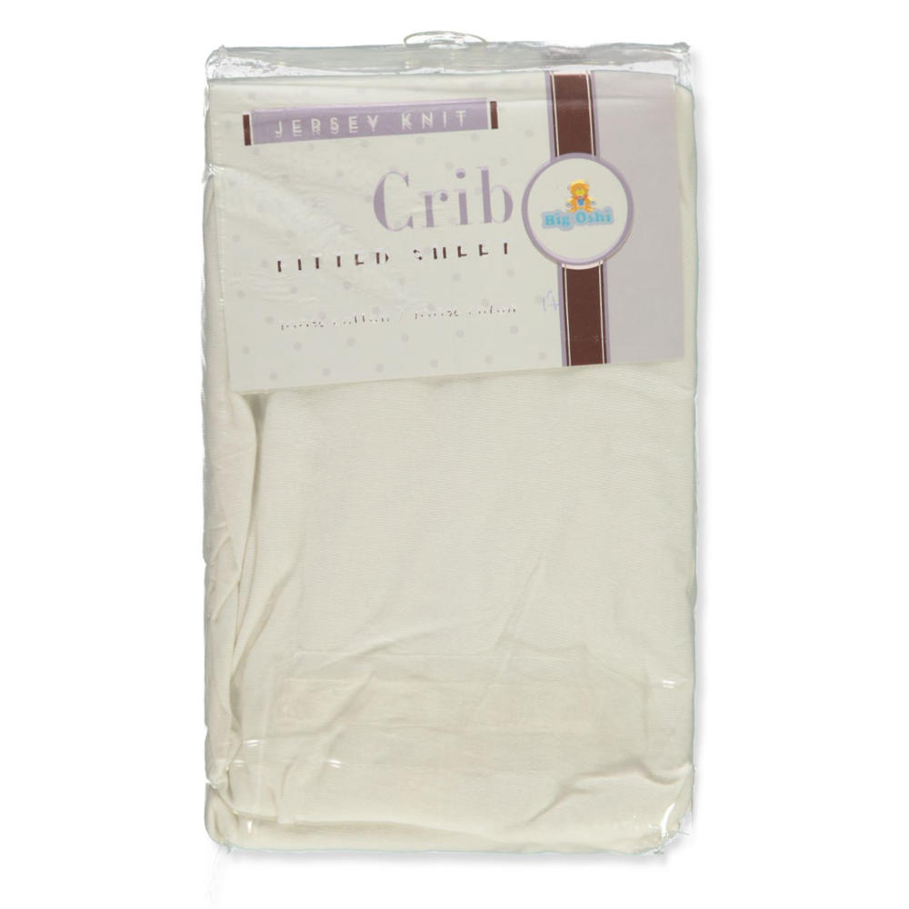 Big Oshi Jersey Knit Fitted Crib Sheet - white, one size