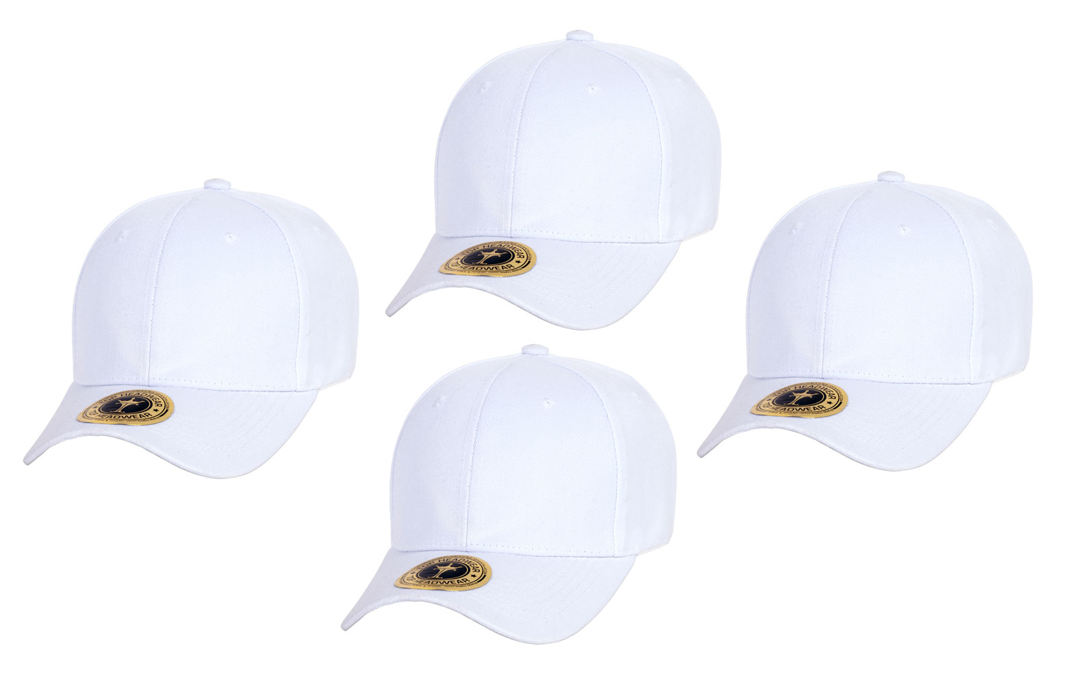 TOP HEADWEAR TopHeadwear Structured Adjustable Baseball Hat, White 4 pack