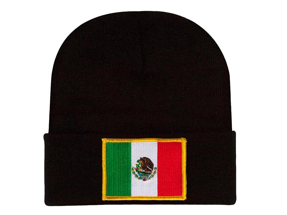 National Hats Mexico Flag Black Cuffed Beanie