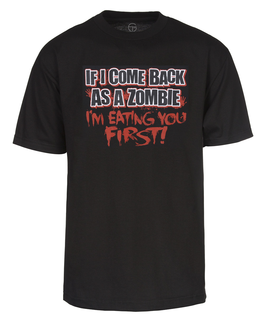 Gravity Trading Mens "If I Come Back As a Zombie" Custom T-Shirt - Black