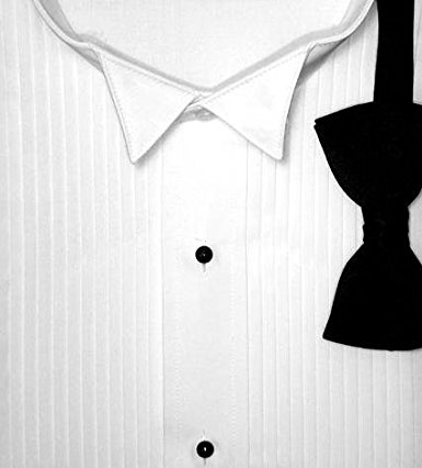 Tuxedo Park Tuxedo Dress Shirt w/ Bow Tie 40 % poly 60% Cotton 1/8" Pleat Large 3435
