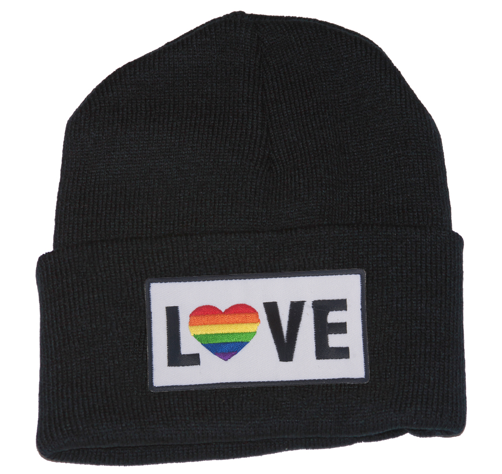 Gravity Threads LGBTQ+ Love Rainbow Heart Patch Cuffed Beanie