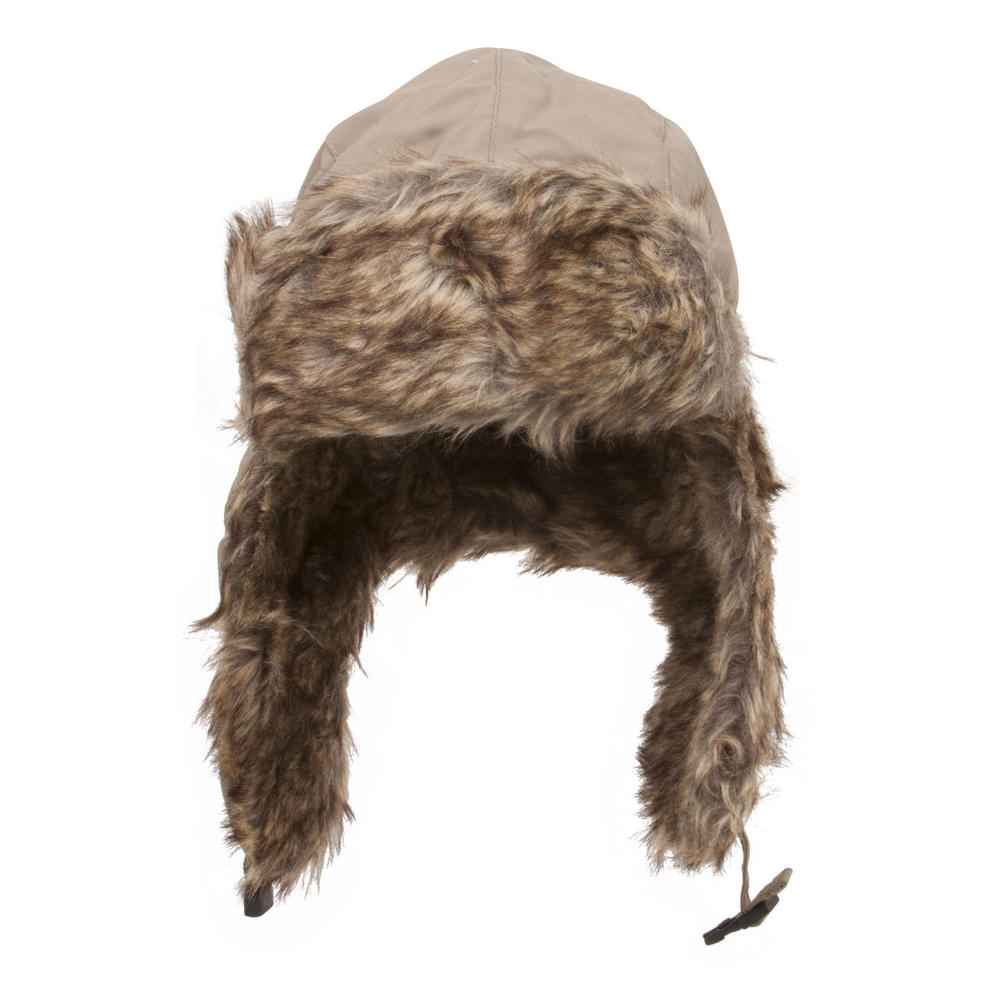 Snowman Winter Faux Fur Flight Trooper Aviator Hat Cap - Khaki