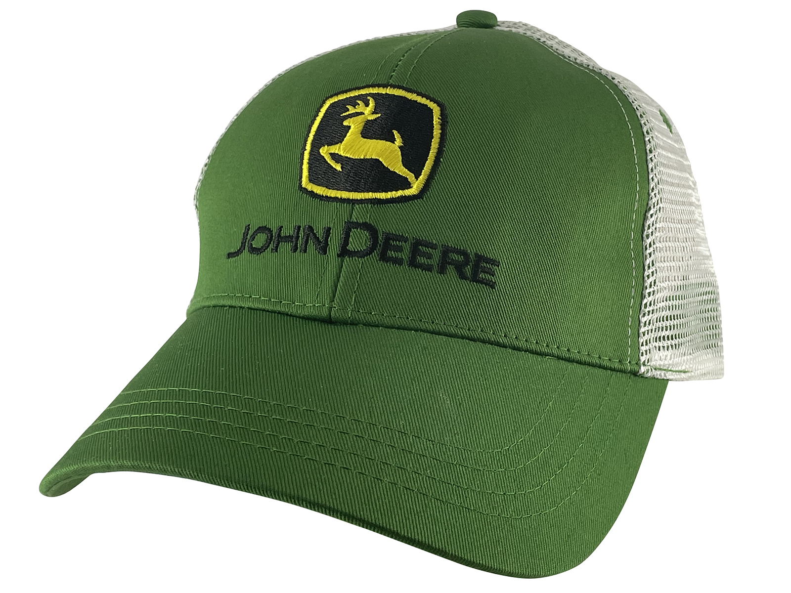 JD John Deere Adjustable Trucker Mesh Strap Hat, Green/White