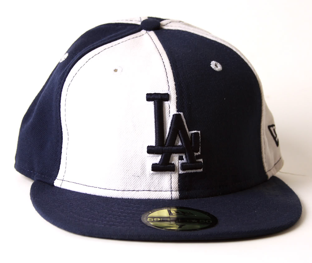 New Era Los Angeles Dodgers Navy and White Pinwheel Style Fitted Hat - Size 6 7/8