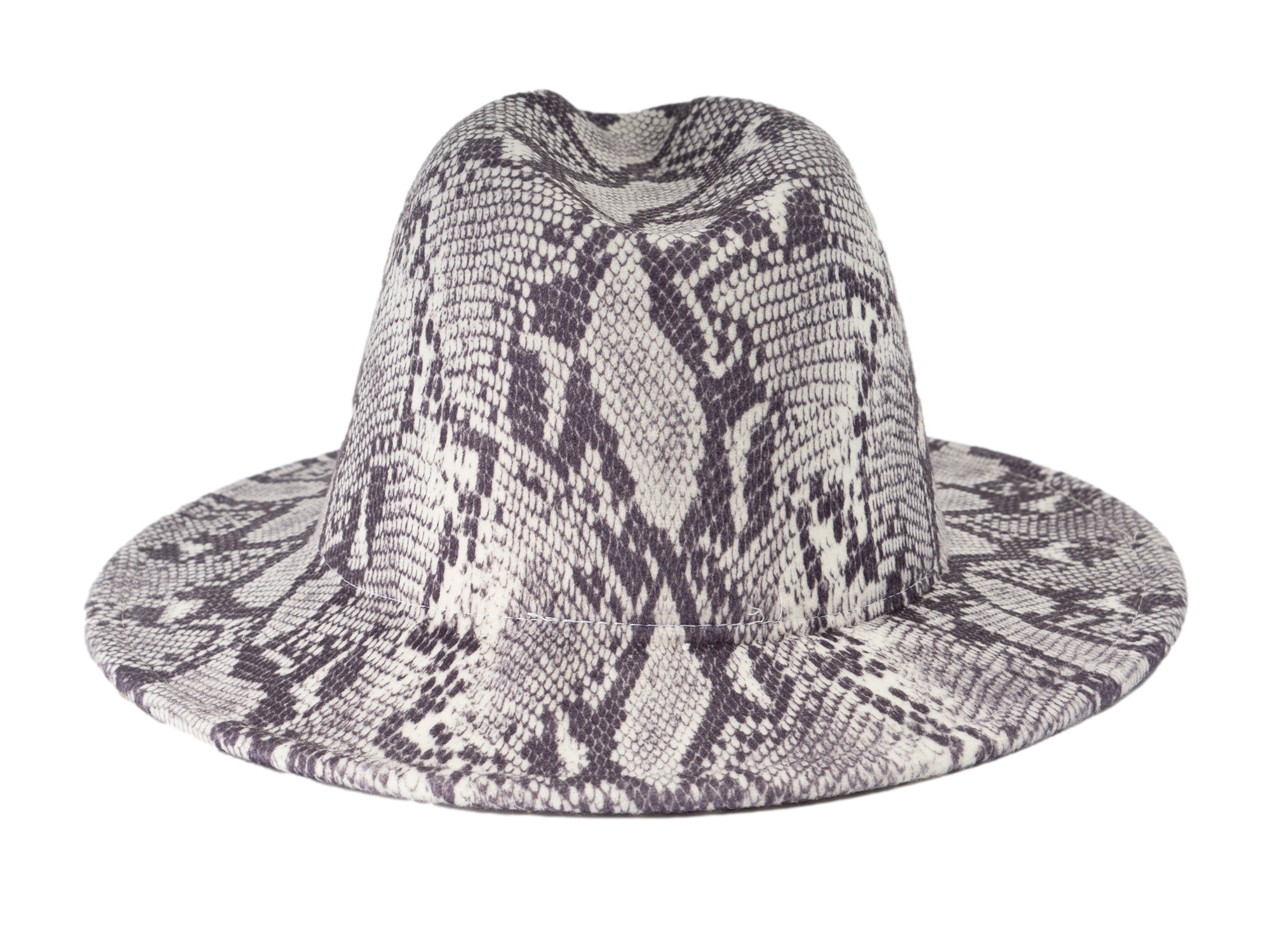 Top Headwear Snake Pattern Wide Brim Felt Fedora Panama Hat