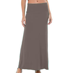 Gravity Threads Long Maxi Skirt For Women - Casual Wide Waistband Spandex Skirt
