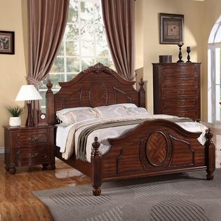 Poundex Grand Style Cherry Durable Wooden Arched Headboard Footboard Poundex Grand Style Cherry Durable Wooden Arched Headboard Footboard Queen King Bed W Post