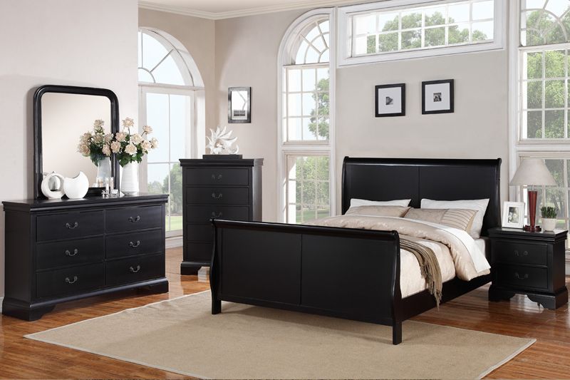 Poundex Modern Stylish Matte Dark Espresso Wood Paneled Headboard Poundex Modern Stylish Matte Dark Espresso Wood Paneled Headboard Queen King Sleigh Bed Alternate Image