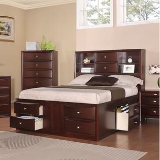 Poundex Modern Versatile Storage Headboard Queen King Captain Bed Poundex Modern Versatile Storage Headboard Queen King Captain Bed Drawers Shelf Shelves