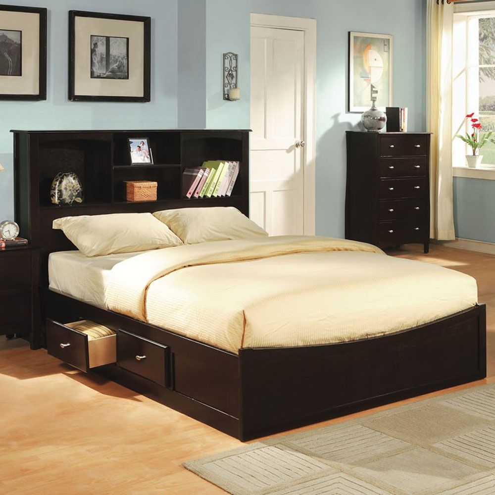 Import Direct Furniture Solid Wood Full Queen King Espresso Storage Import Direct Furniture Solid Wood Full Queen King Espresso Storage Bookcase