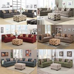 Sofas Loveseats 81 85 Sears Poundex 3 Pcs Faux Linen Upholstered Sofa Loveseat Ottoman Set In Red Stone Blue Grey Peridot