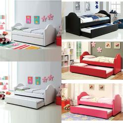 Twin Bed Pull Out Chair Import Direct Furniture Black White Red Pink Leatherette Upholstered Twin Day Bed Daybeds