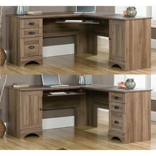 Sauder Contemporary Harbor View Salt Oak L Shaped Corner Office Sauder Contemporary Harbor View Salt Oak L Shaped Corner Office Computer Desk Storage Door Drawer