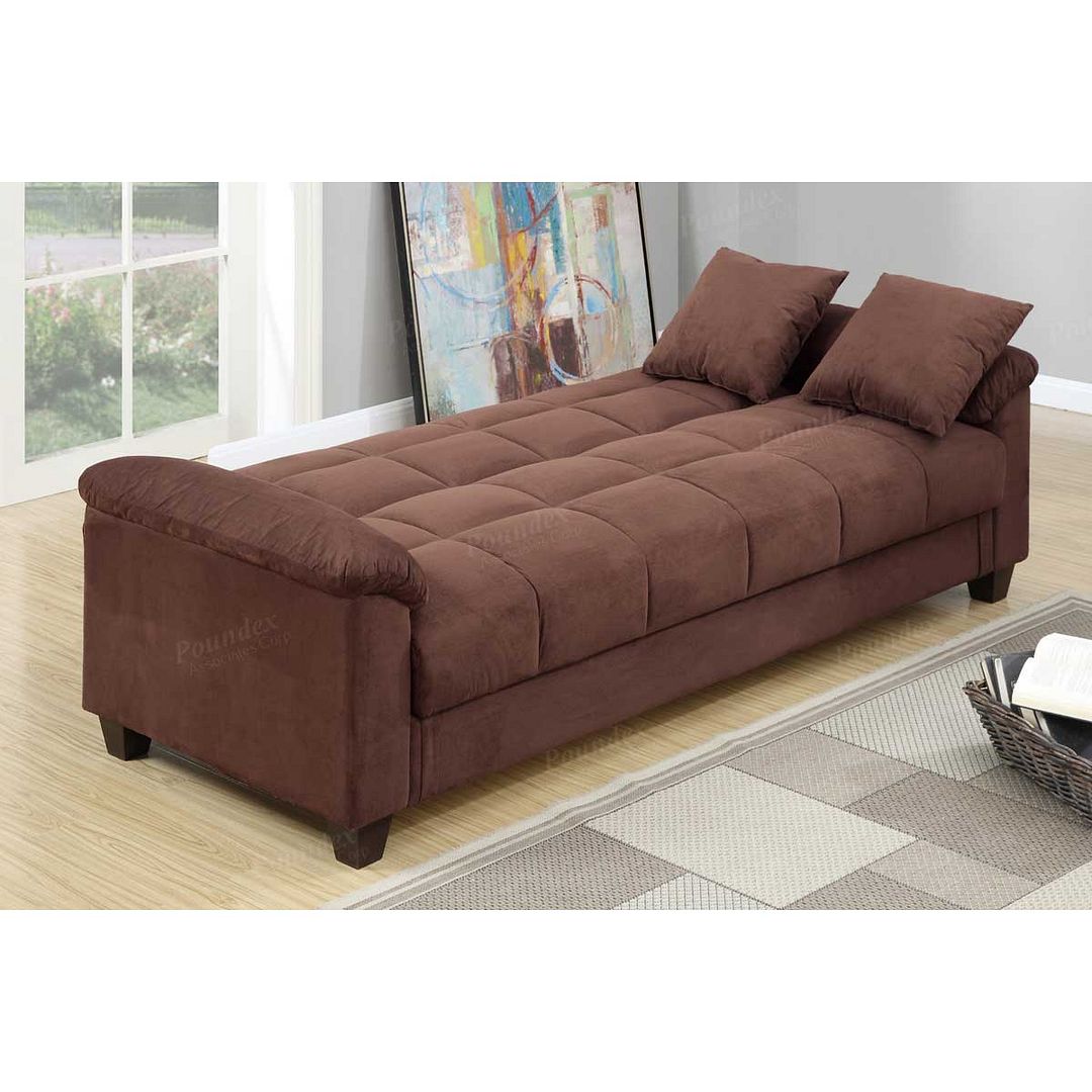 Px Chocolate Microfiber Storage Futon Sofa Bed