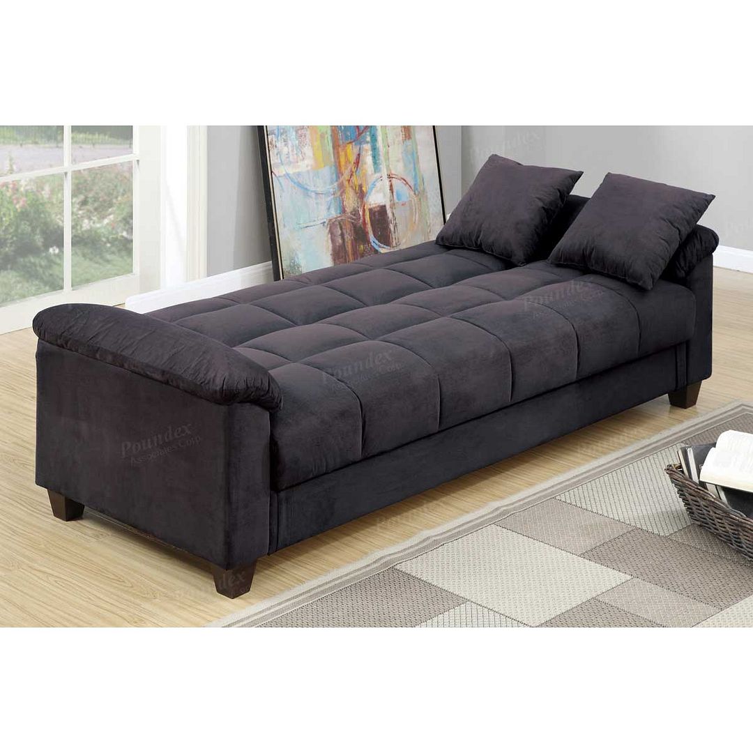 Px Ebony Microfiber Storage Futon Sofa Bed
