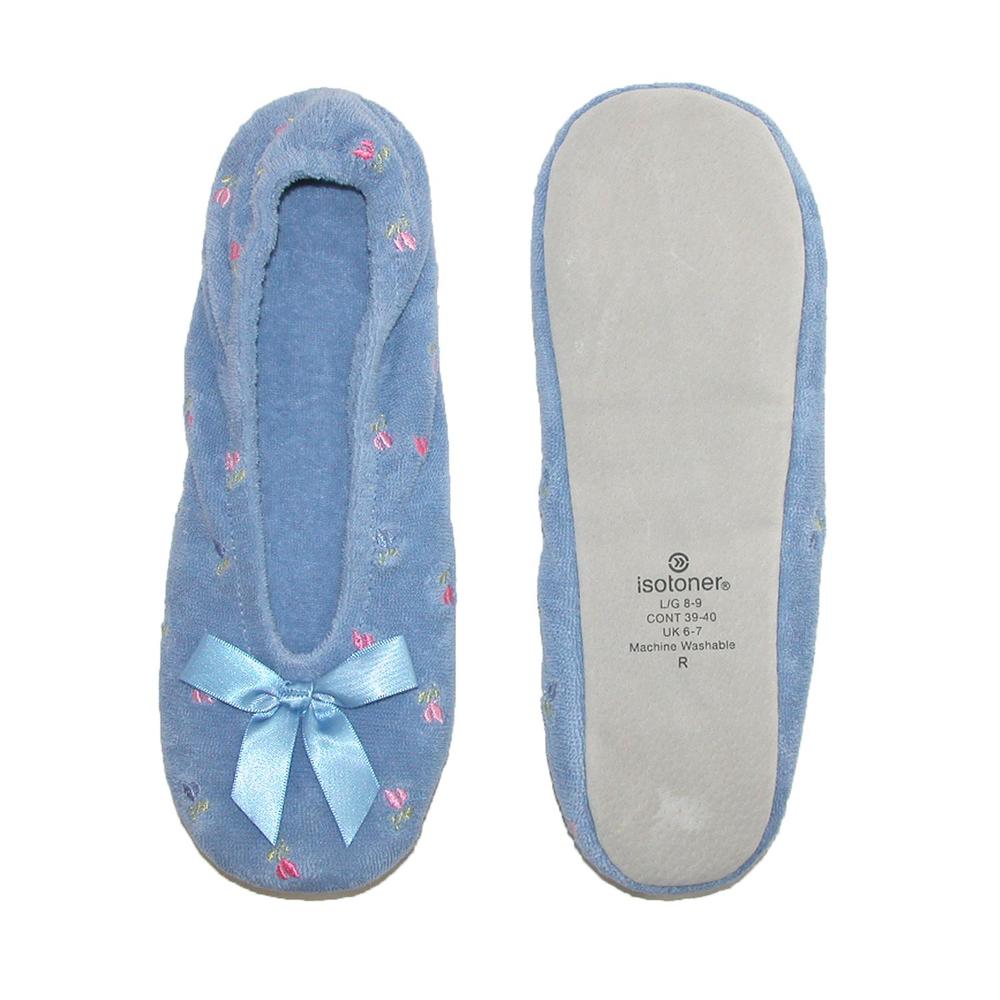 Isotoner Women's Embroidered Terry Ballerina Slippers