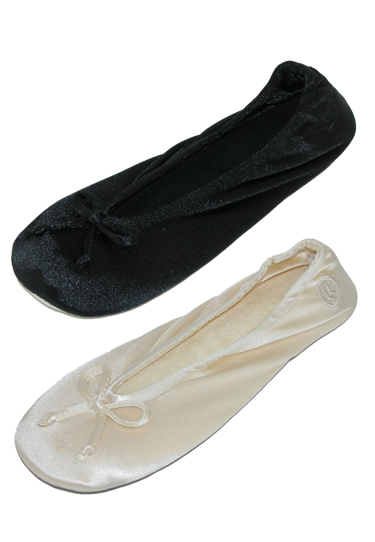 Isotoner Women's Satin Classic Ballerina Slippers (Pack of 2)