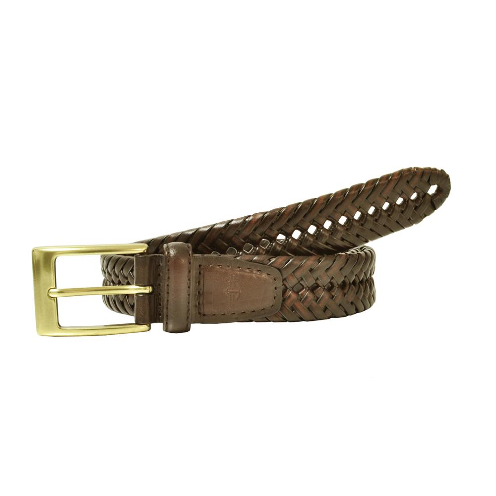 Dockers Men's Big & Tall Leather Adjustable Double V-Weave Braided Belt