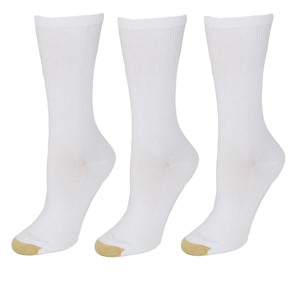 Gold Toe Women's Non Binding Ribbed Crew Socks (3 Pair Pack)