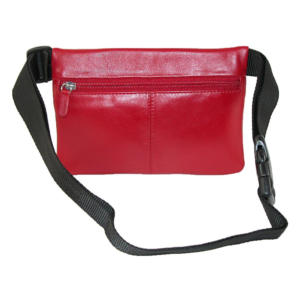 CTM Leather Zippered Pocket Waist Pack