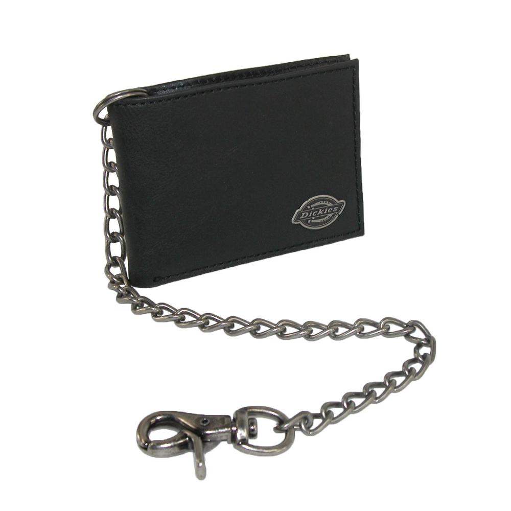 Dickies Men's Leather Trucker Chain Slimfold Wallet