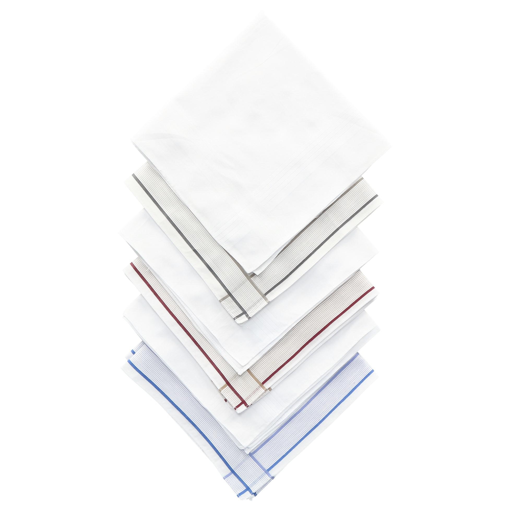 UMO LORENZO Men's Basic Stripe Dress Handkerchief Set (Pack of 6)