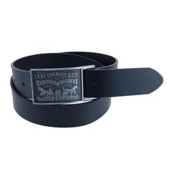 Levi's Men's Leather Bridle Belt with Antiqued Removable Plaque Buckle