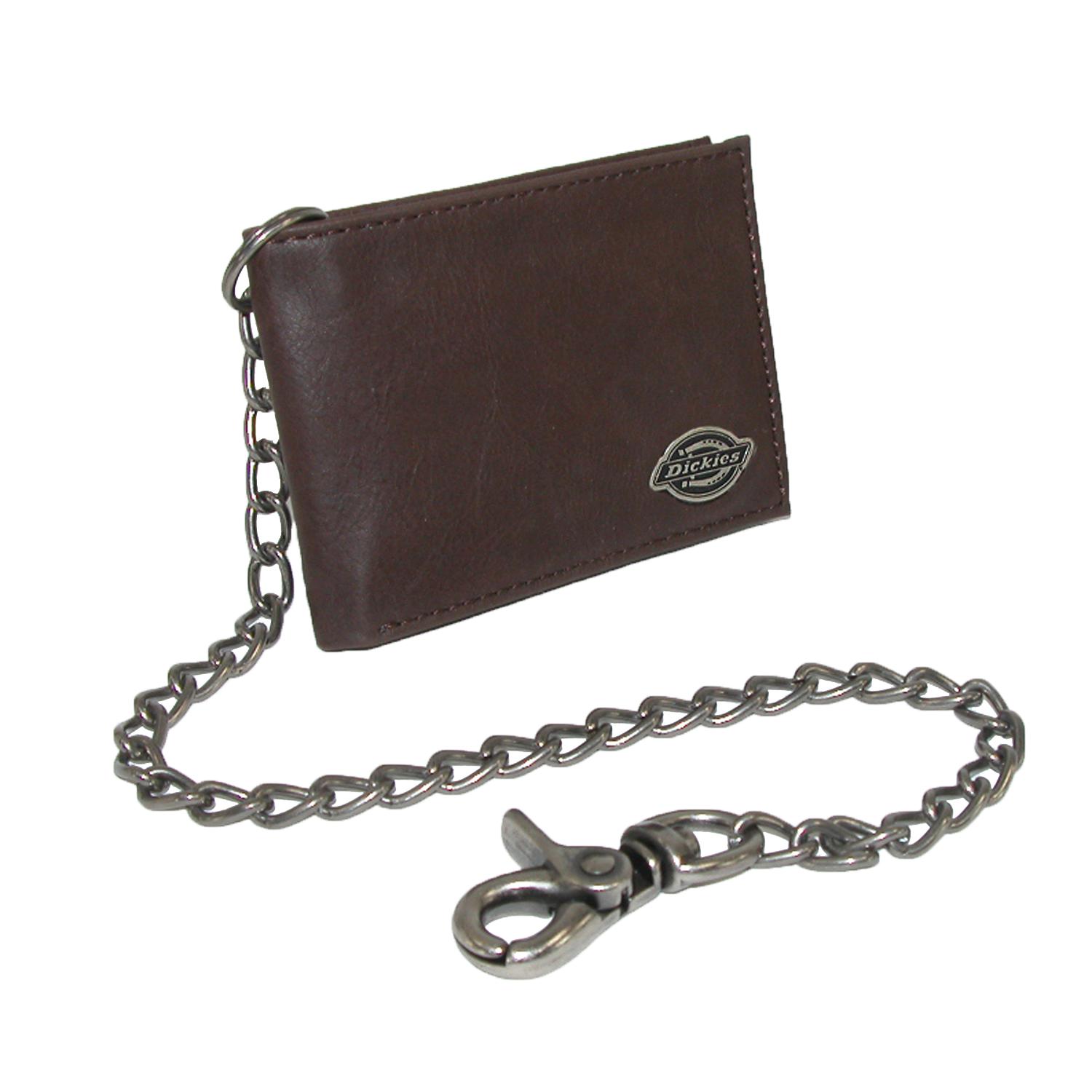 Dickies Men's Leather Trucker Chain Slimfold Wallet