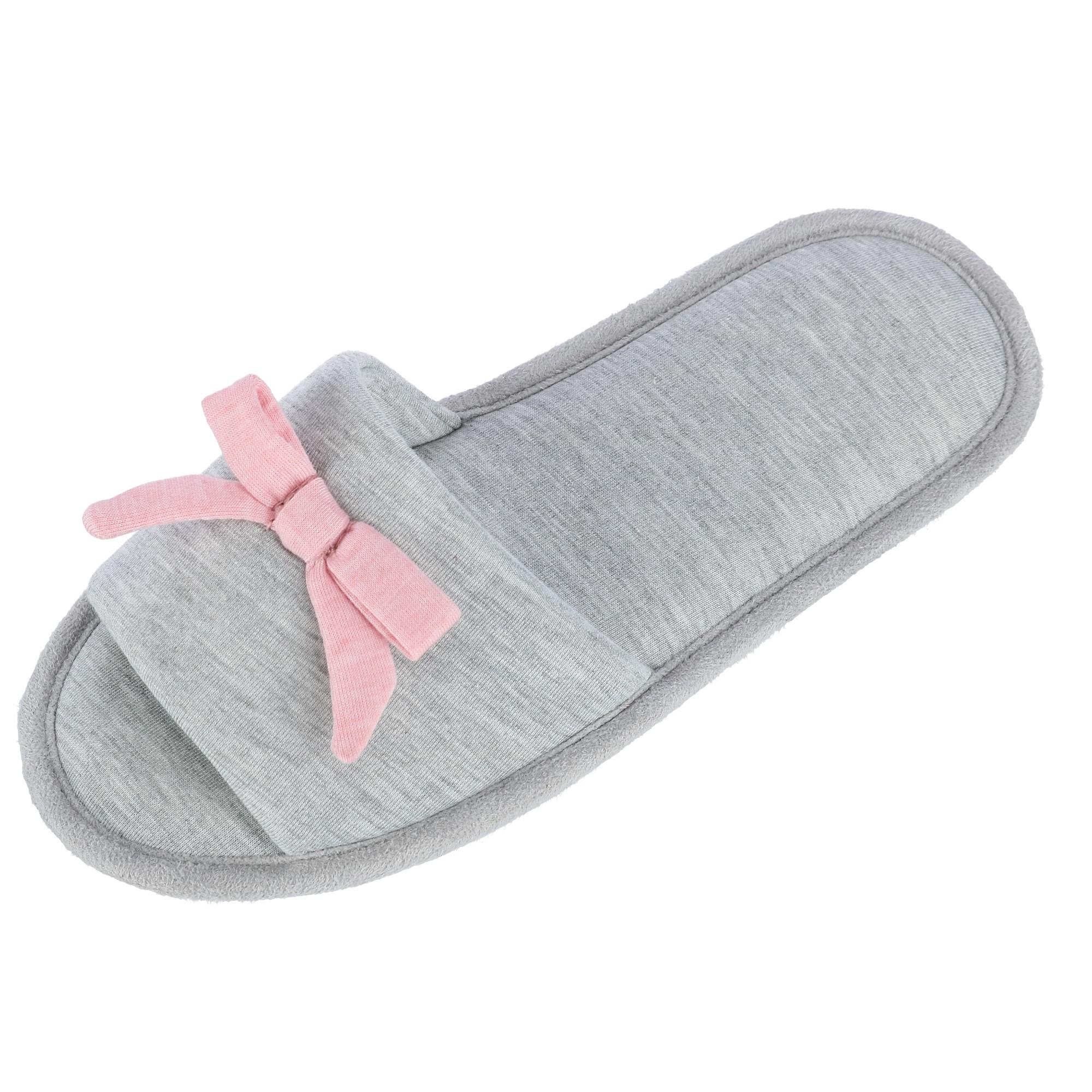 Sears Hanes Women S Heather Jersey Open Toe Slide Slipper With Bow