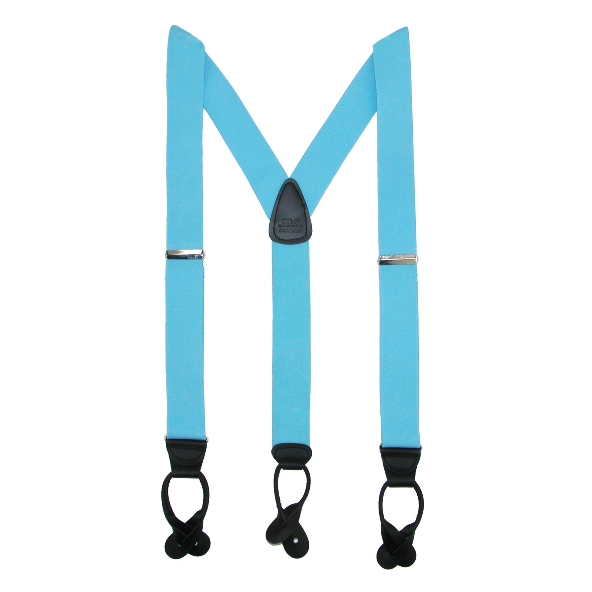 CTM Men's Elastic Button End Dress Suspenders with Silver Hardware