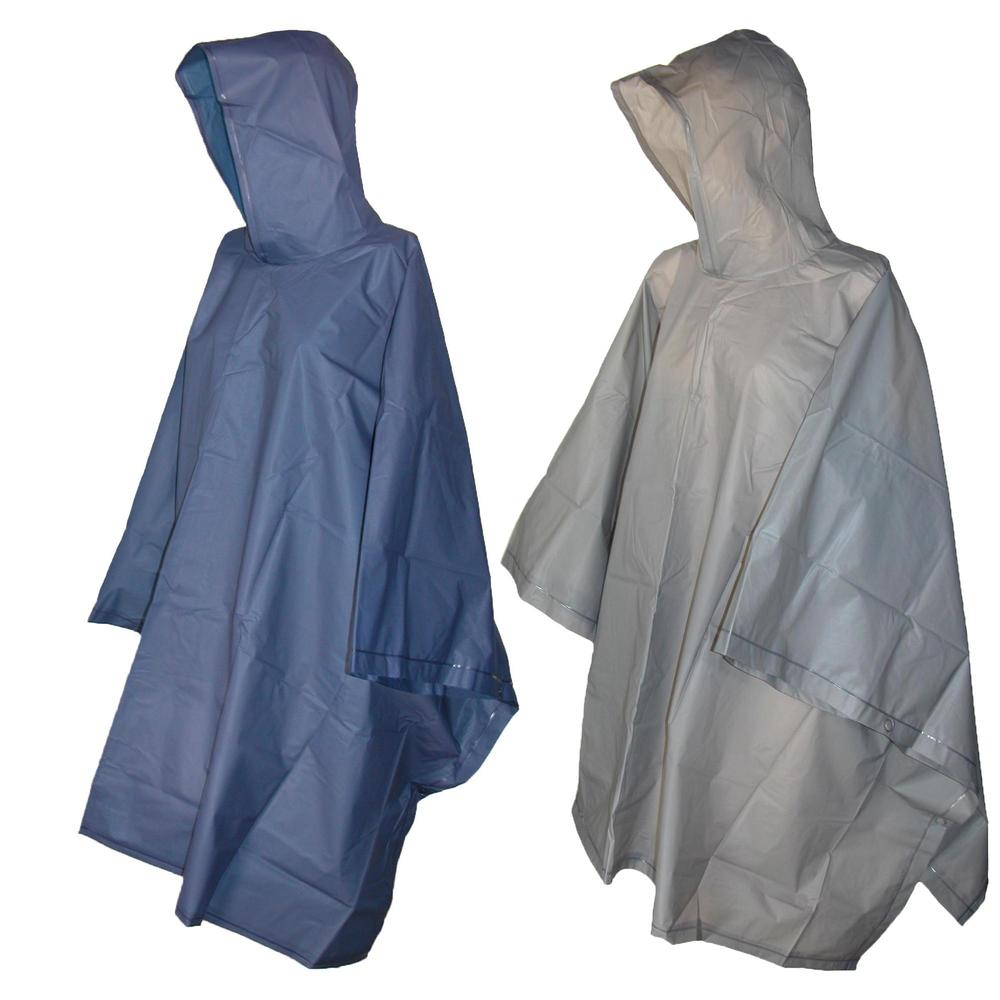 Totes Adult's Hooded Pullover Rain Poncho with Side Snaps (Pack of 2)
